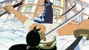 Fotograma del episodio 7: ¡Gran duelo! ¡El maestro de la espada Zoro contra el acróbata Cabaji!