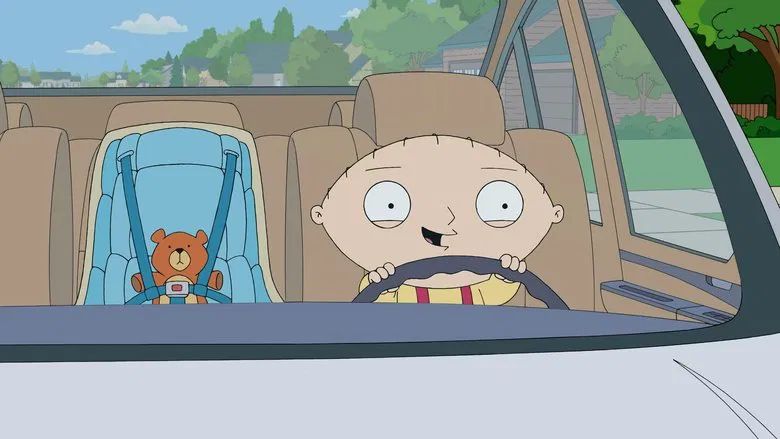 Stewie conduce un auto